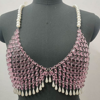 Crystal v neck tassels hollow out cami cut out top