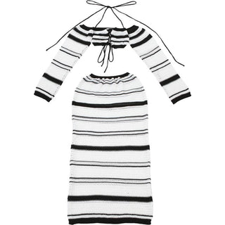 Long sleeve knitted maxi skirt set