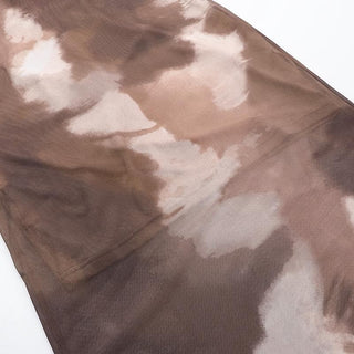 Tie dye ruched mesh self tie cami midi dress
