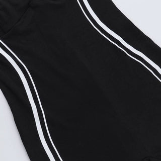 V neck backless contrast tank romper