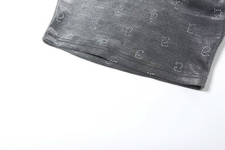 Self tie halter flower applique backless top