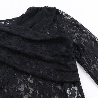 Long flared sleeve lace cross front bodysuit