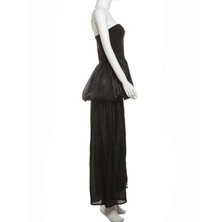 Ruched solid backless tube mini dress