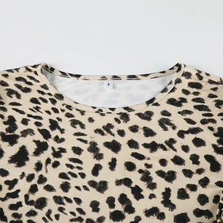Leopard print long sleeve crewneck top