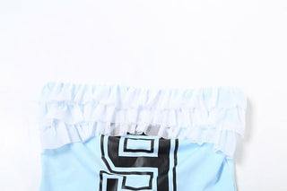 Ruffle â€œ9â€ pattern backless tube top