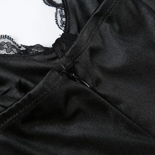 V neck lace hem cami mini dress