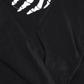 Hoodie drawstring pocket long sleeve skull pattern top-final-sale