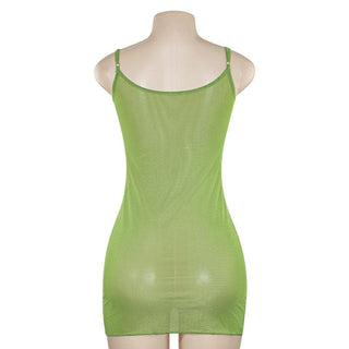 U neck butterfly embroidery sheer mesh cami mini dress