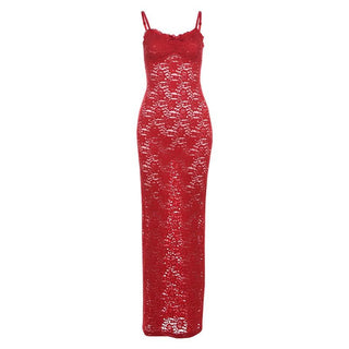 Lace bowknot backless cami maxi dress