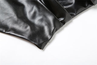 PU leather ruched sweetheart neck solid tube top