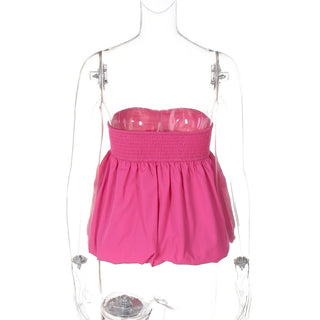 Ruched backless solid tube top