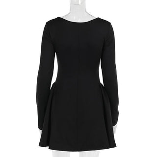 Long sleeve sweetheart neck bowknot mini dress