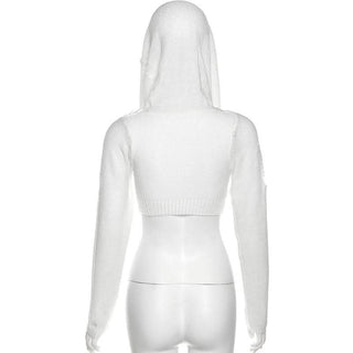 Hoodie long sleeve knitted crop top