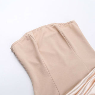 Ruched satin irregular tube mini dress