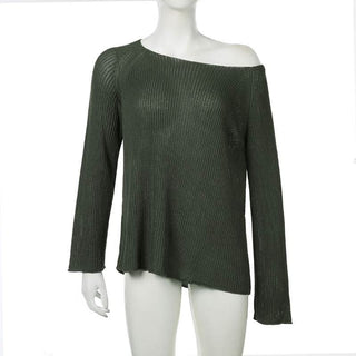 Long sleeve off shoulder knitted top