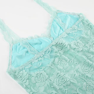 Lace flower pattern bowknot ruffle cami top