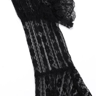 Long flared sleeve lace ruffle shrug top