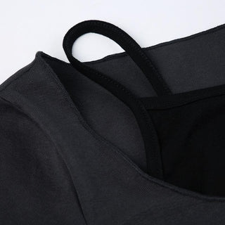 Contrast patchwork long sleeve round neck top