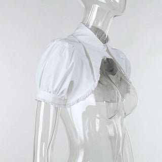 Puff sleeve solid button shrug top