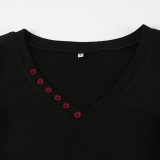 Long sleeve v neck butterfly metal buckle mini dress