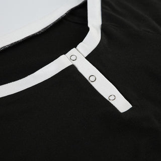 Long sleeve off shoulder button top