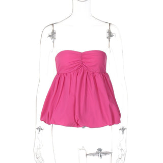 Ruched backless solid tube top