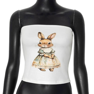 Backless squirrel pattern contrast tube top