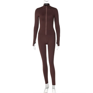 High neck long sleeve zip-up pant set