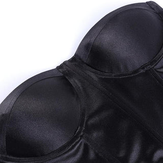 Satin sweetheart neck smocked solid backless tube crop top