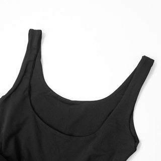 U neck backless ruffle ruched solid tank top