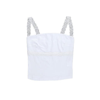Lace hem backless solid cami top