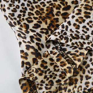 Leopard print long sleeve hoodie button top
