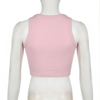 Crewneck letter print stitch tank top