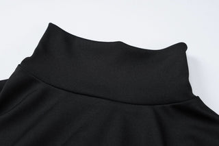 High neck long sleeve ruffle mini dress