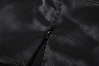 Satin bowknot ribbon lace hem zip-up cami top