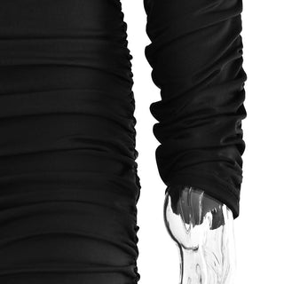 Off shoulder long sleeve ruched mini dress