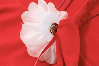 Square neck flower applique cami mini dress