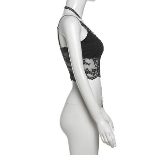 Halter v neck lace cami top