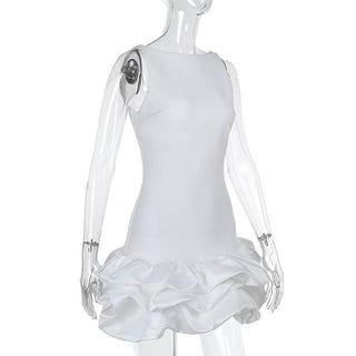 Zip-up ruched solid backless mini dress