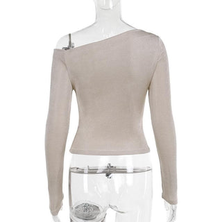 Long sleeve one shoulder ruched top