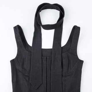 Sweetheart neck button backless denim cami top