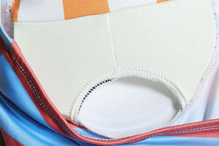 Striped print padded stitch contrast tube mini dress