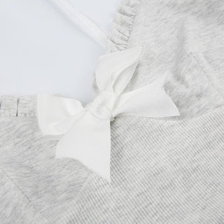 Lace hem ruffle bowknot v neck backless cami top