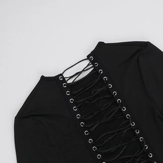 Long sleeve lace up mini dress