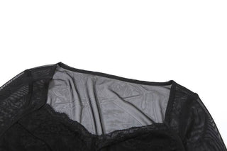 Sweetheart neck long sleeve mesh bodysuit