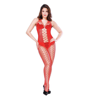 Halter v neck fishnet hollow out bodystocking