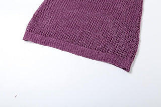 U neck knitted hollow out solid cami cut out top