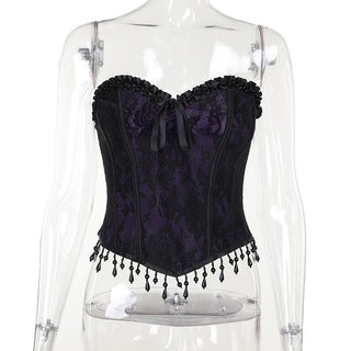 Sweetheart neck bustier tassels ruffle tube top