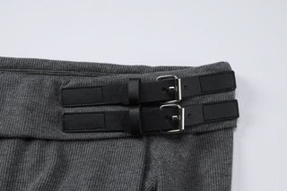 Off shoulder long sleeve buckle mini dress