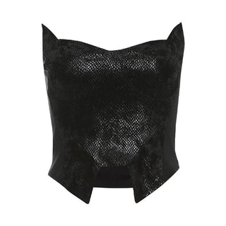 Textured solid backless tube crop top